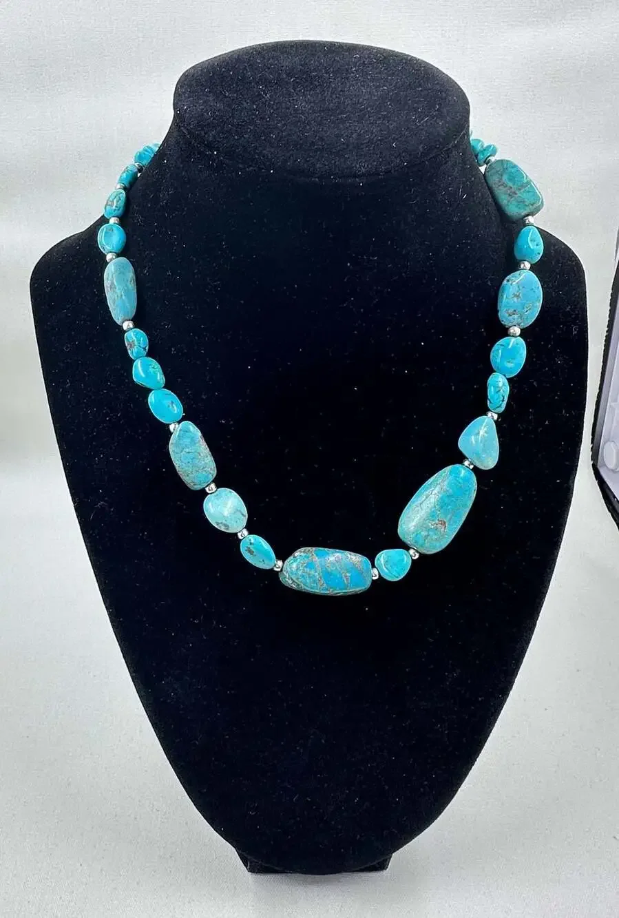 Vintage Turquoise Nugget Bead Necklace Southwestern Boho